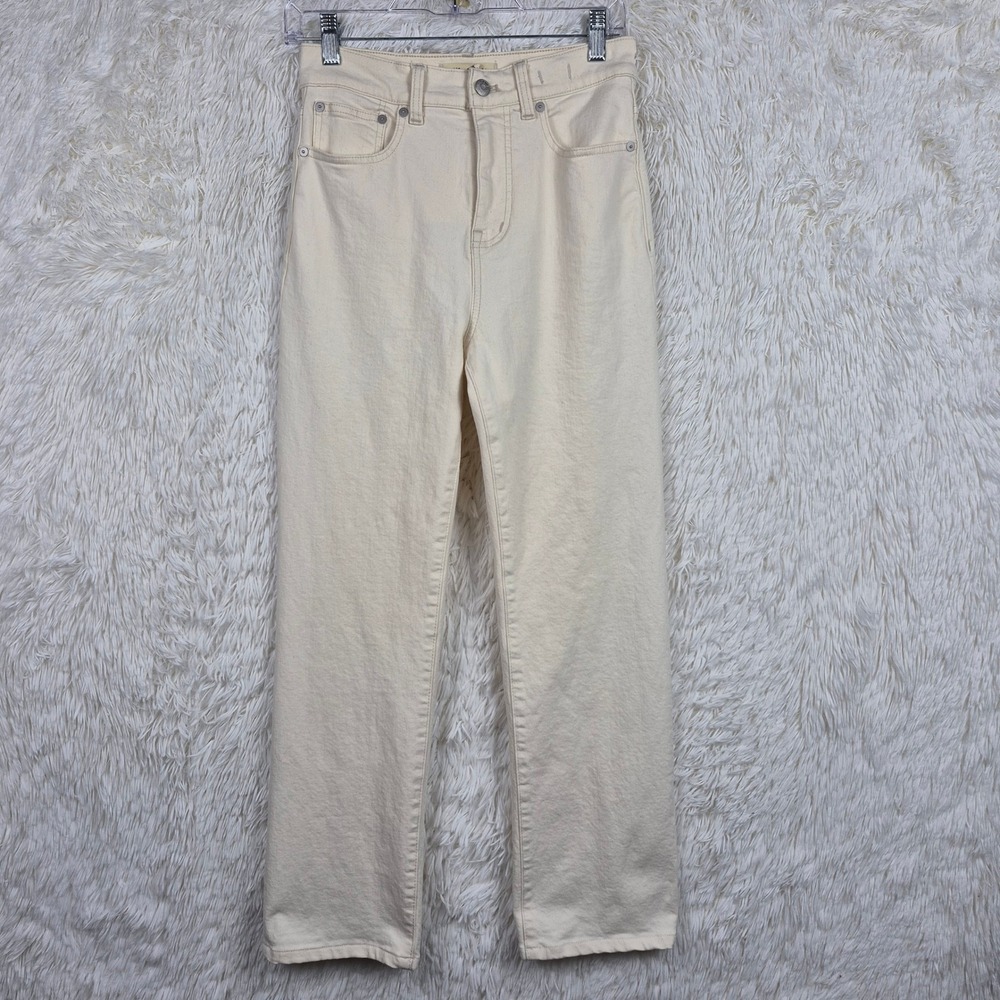 Madewell 90s Straight Jeans Cream Off White High Rise Stretch Denim Size 25